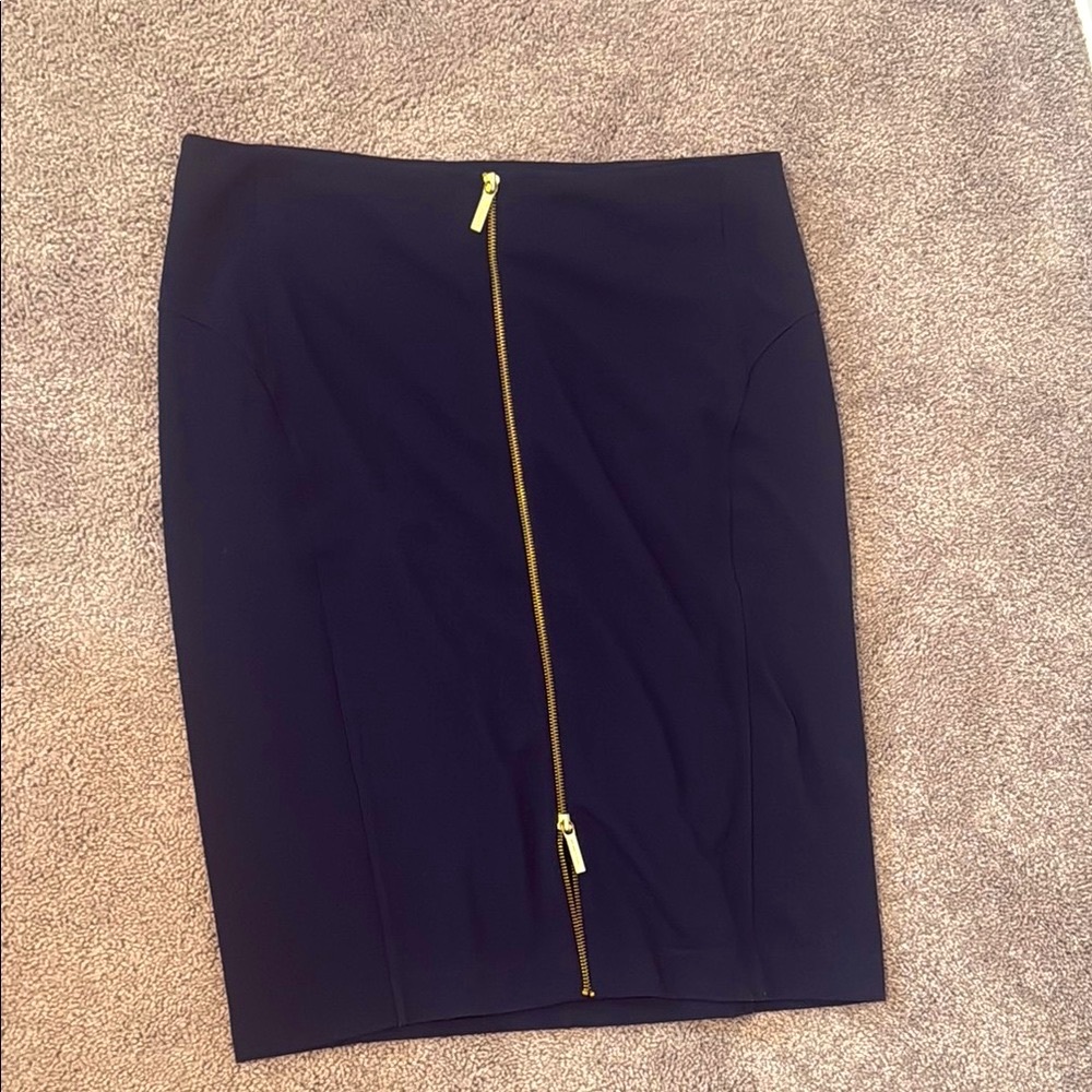 Michael Kors Navy Vertical Zip Pencil Skirt